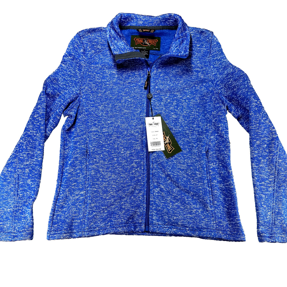 TrailCrest Jacket Womens Medium Blue Midweight Full Zip Pullover Knit Outdoor